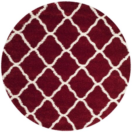 Safavieh 5 x 5 ft. Hudson Shag Power Loomed Round Area Rug; Red & Ivory SGH283R-5R